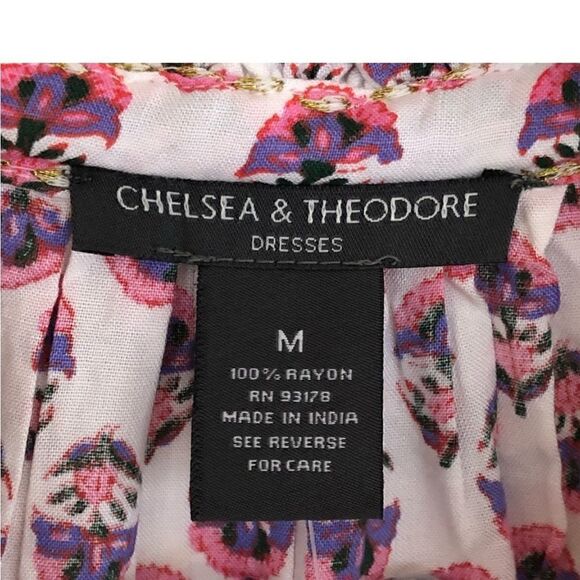 Chelsea & Theodore Split Neck Boho Maxi Dress Size M - Picture 4 of 5